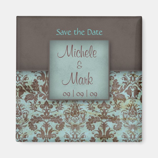 Aimant Enregistrer l'aimant Date Damask (Devant)