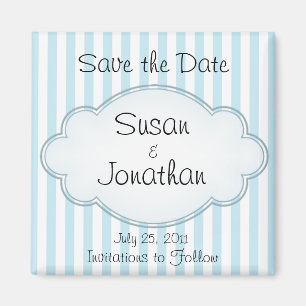 Aimant Enregistrer le Mariage Date Bleu Bande