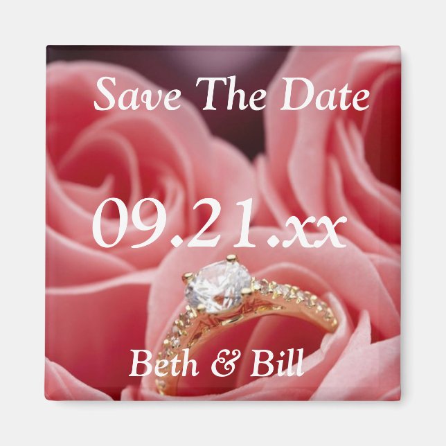 Aimant Enregistrer Les Dates Fiançailles Diamond Photo Ro (Devant)