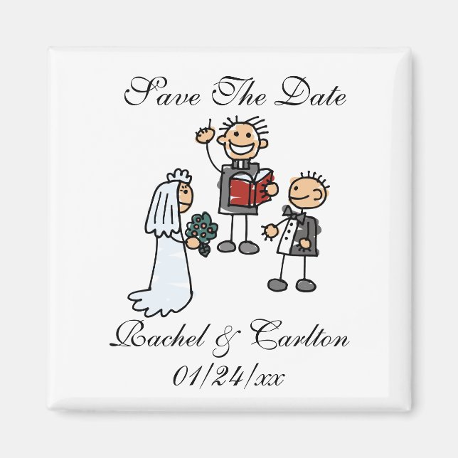 Aimant Enregistrer Les Dates Mariée Groom Se Marier Perso (Devant)