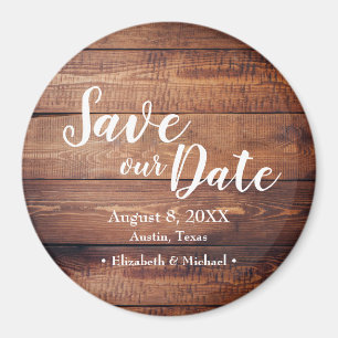 Aimant Enregistrer notre date Wood Print Wedding Favorise