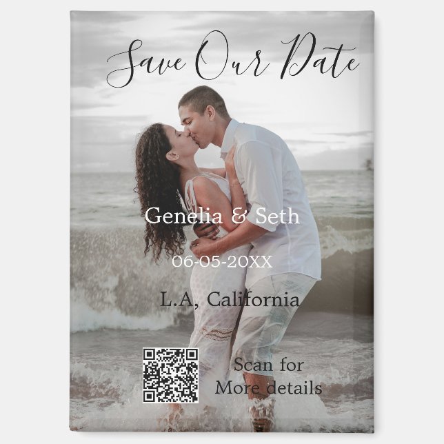 Aimant Enregistrez la date code QR simple minimal détails (Recto)