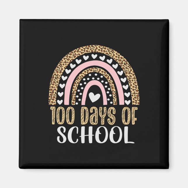 Aimant Enseignant 100e jour d'école 100 jours arc-en-ciel (Devant)