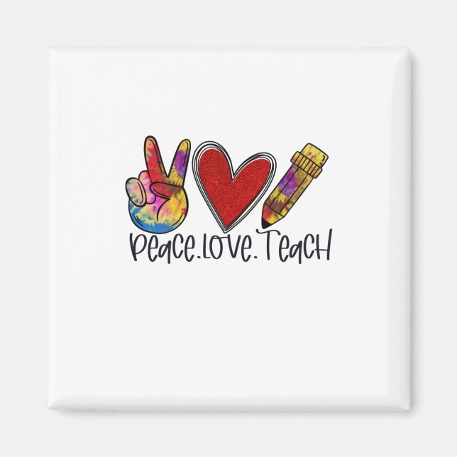 Aimant Enseignant Art Paix Amour Enseigner (Devant)