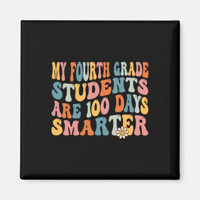 Aimant Enseignant de 4e année 100 jours Smarter 100e jour (Devant)