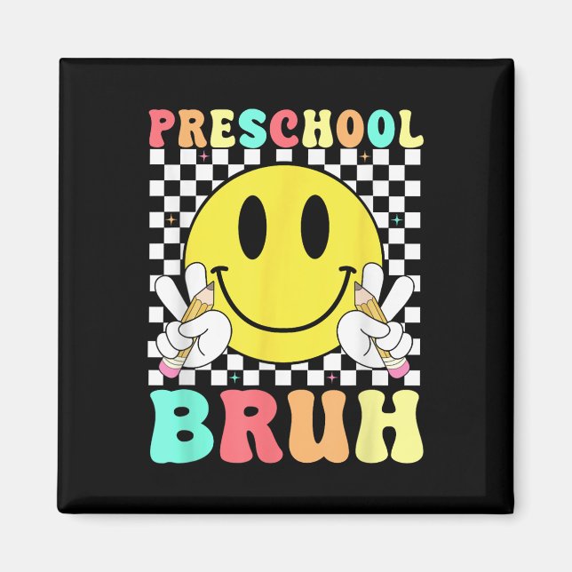 Aimant Enseignant de maternelle Bruh Enfants Rétro Sourir (Devant)