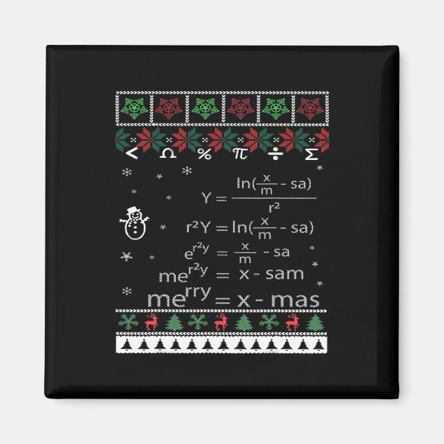 Aimant Enseignant Funky Math Noël Joyeux Noël En Eq Math (Devant)