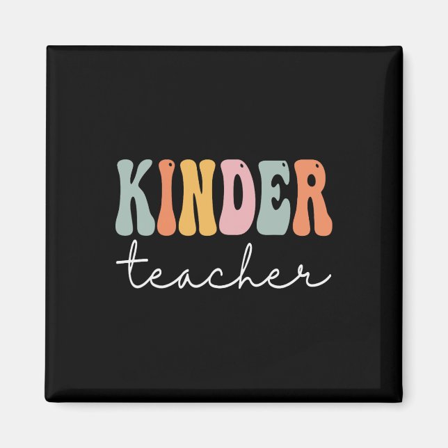 Aimant Enseignant Kinder Retro Femmes Super Joyeux Premie (Devant)