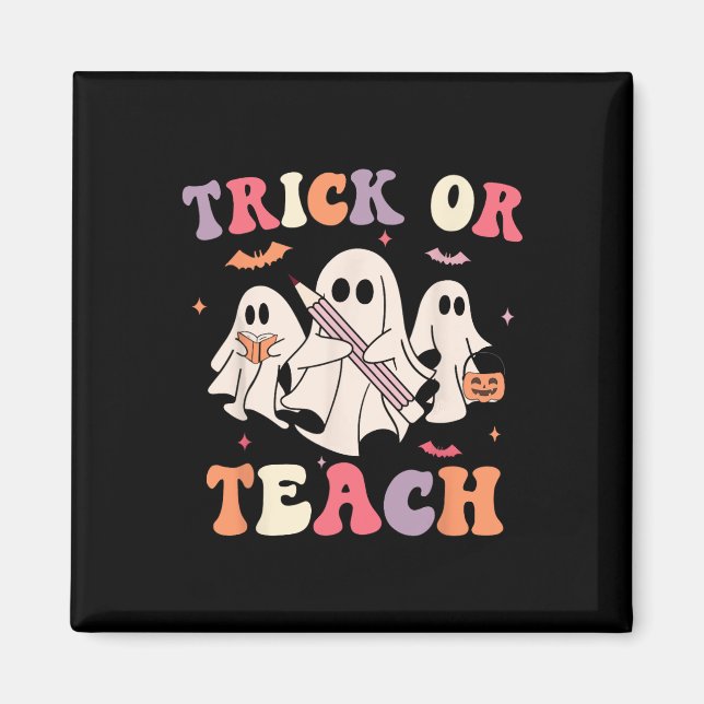 Aimant Enseignant super Halloween Retro Trick Ou Enseigne (Devant)