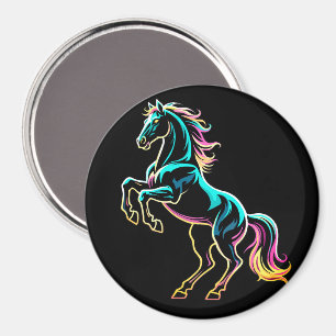Aimant Enseigne au néon Cheval Style Rétro Glitch