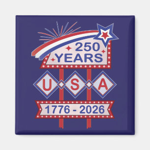 Aimant Enseigne de marquise rétro USA 250e anniversaire 1
