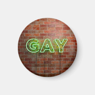 Aimant Enseigne néon Gay SlipperyJoe's mur de briques ver