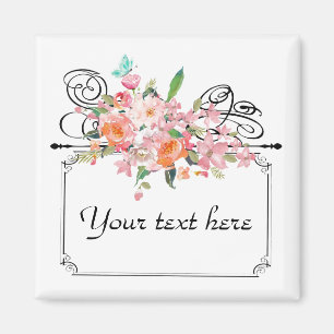 Aimant enseigne suspendue florale victorienne mariage
