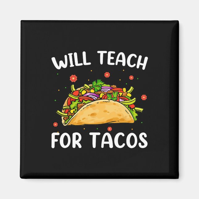 Aimant Enseignera Pour Tacos Prof Cute Drôle Taco Cinco (Devant)