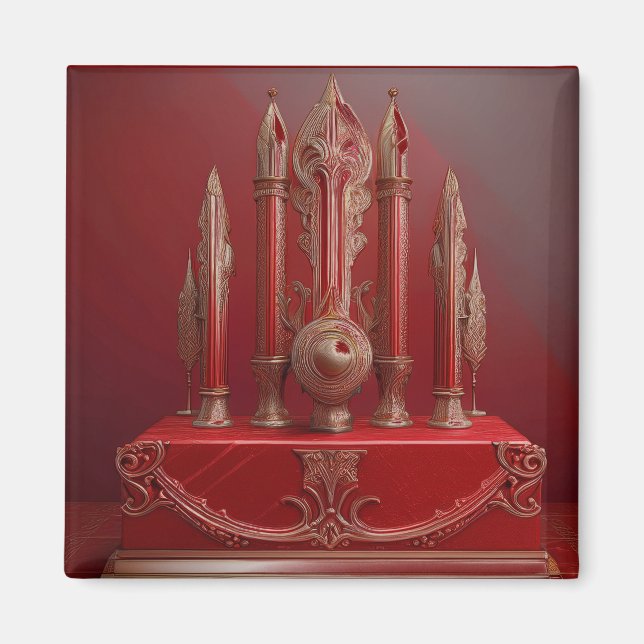Aimant Ensemble de bureau avec stylo plume antique fantai (Devant)
