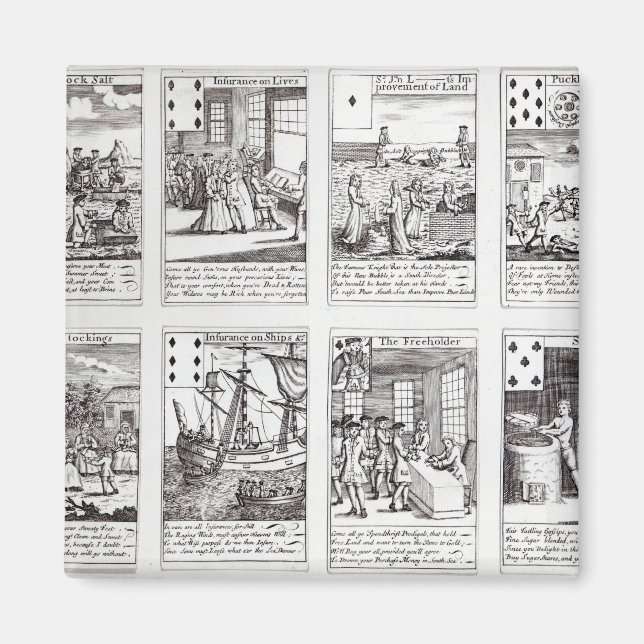 Aimant Ensemble de cartes de jeu représentant la satire (Devant)