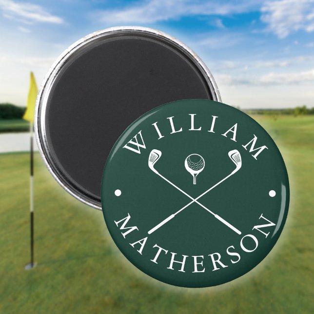 Aimant Ensembles de golf sur mesure Emerald Green et blan (Custom Name Golf Clubs Emerald Green And White Magnet)