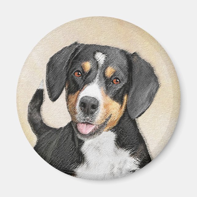 Aimant Entlebucher Mountain Dog Peinture - Art original (Devant)