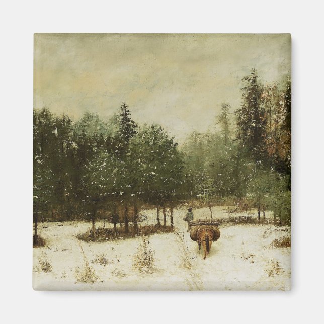 Aimant Entrée de la forêt en hiver (Devant)