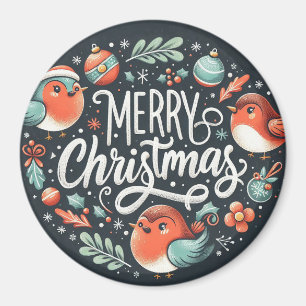 Aimant Entreprise Joyeux Robins de Noël Favoriser Tags