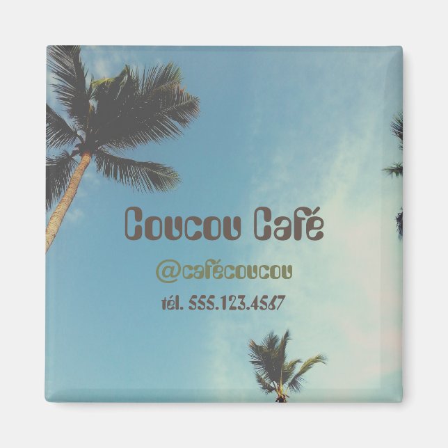 Aimant Entreprise personnalisée promo palmiers rétro (Devant)