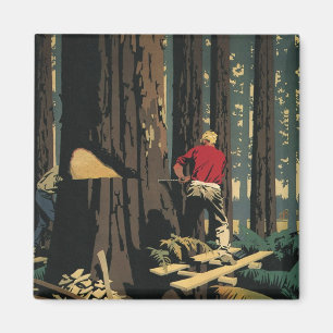 Aimant Entreprise Vintage, Forêt de Séquoias de l'Industr