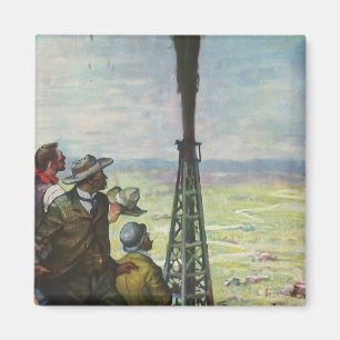 Aimant Entreprise Vintage, puits de pétrole jaillissant a