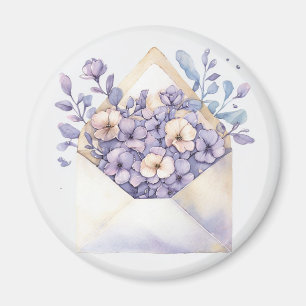 Aimant Enveloppe florale aquarelle - mignonne