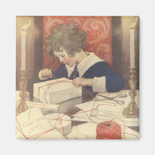 Aimant Envelopper les cadeaux de Noël, Jessie Willcox Smi