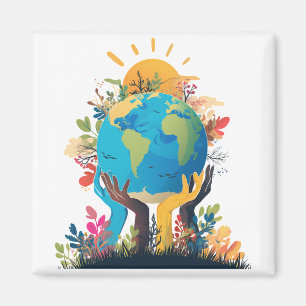 Aimant Environnement - Illustration de la Terre avec la m
