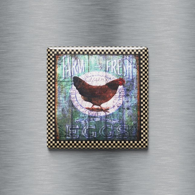 Aimant Ephémère Rustique Poulet De La Ferme OEufs Frais (Créateur téléchargé)