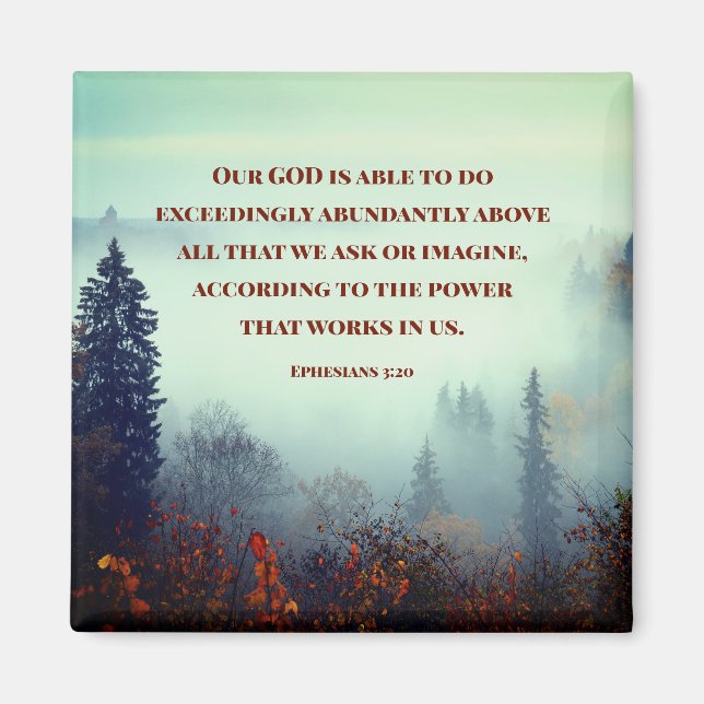 Aimant Éphésiens 3:20 Notre DIEU est capable... Forêt d'a (Devant)