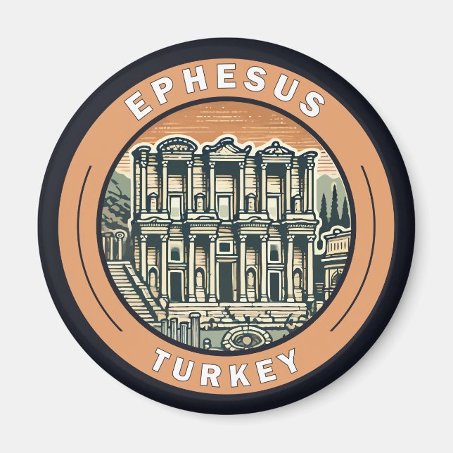 Aimant Ephesus Turquie Illustration Voyage Insigne d'art (Devant)