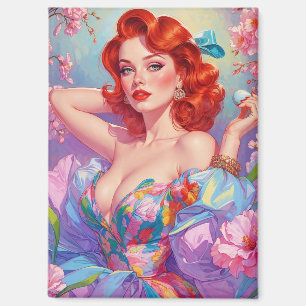 Aimant Épingle à tête rouge avec Fleurs roses d'Oeuf de P