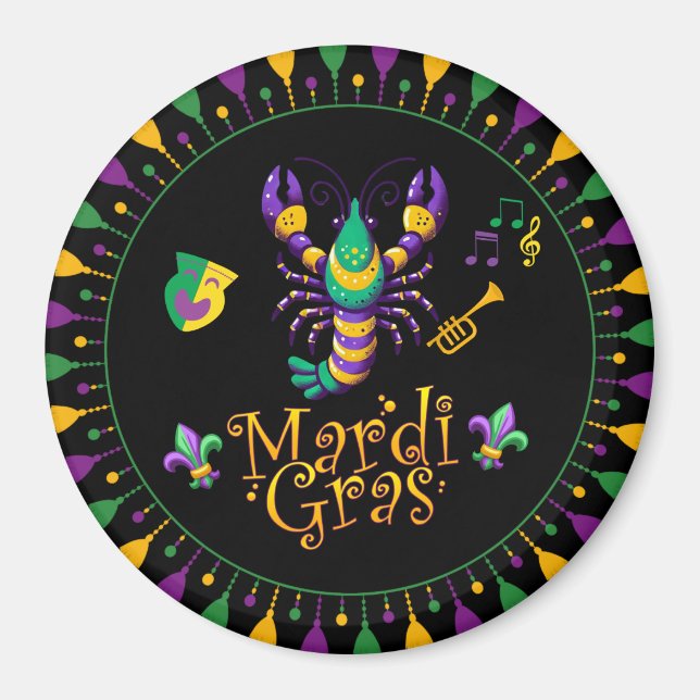 Aimant Épis/trompette/masque/fleur de lis Mardi Gras (Devant)