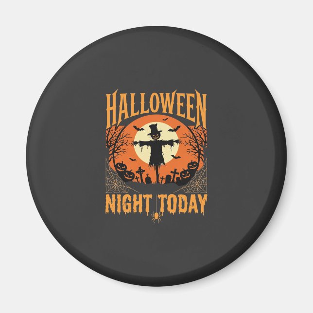 Aimant Épouvantail de cimetière de nuit d'Halloween Vecte (Devant)