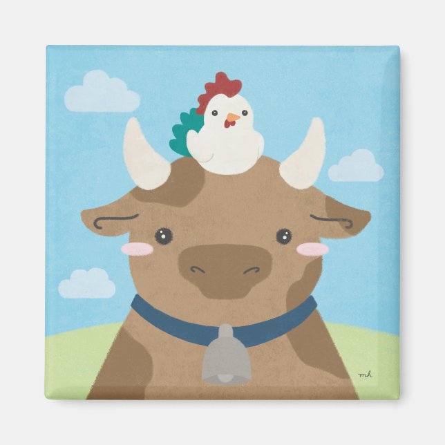 Aimant Époux - Vache et poussin (Devant)