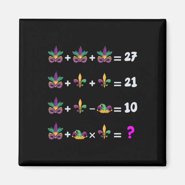 Aimant Équation de maths de Mardi Gras pour les étudiants (Devant)