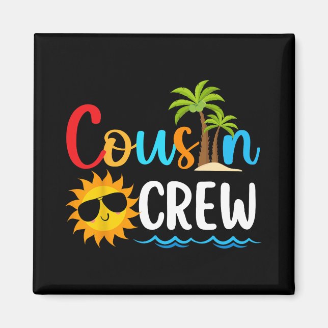 Aimant Équipage de cousins pour les vacances d'été à la p (Devant)