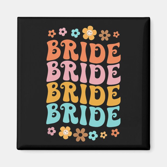 Aimant Équipage de mariage rétro groovy enterrement de vi (Devant)