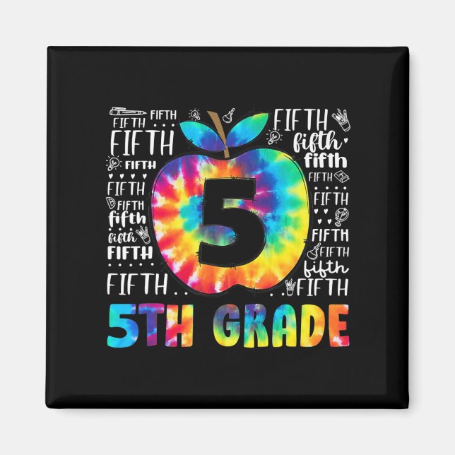 Aimant Équipe 5e année de typographie Tie Dye Retour à l' (Devant)