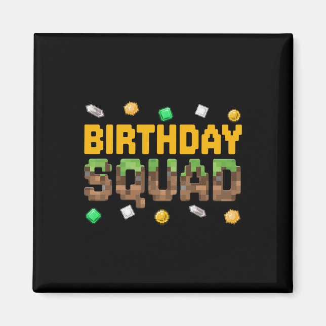 Aimant Équipe d'anniversaire drôle Pixel de jeu vidéo gar (Devant)