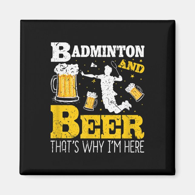 Aimant Équipe de badminton buvant de la bière de badminto (Devant)