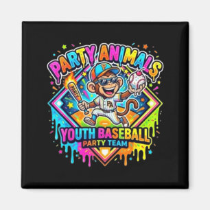 Aimant Équipe de baseball jeunesse animaux de fête amusan