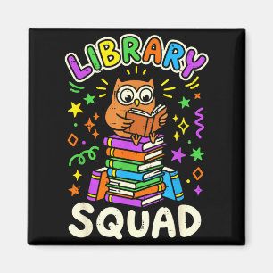 Aimant Équipe de bibliothèque de hibou drôle lecteur de l