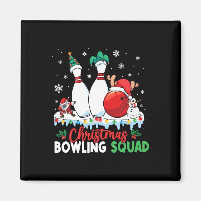 Aimant Équipe de bowling de Noël Dabbing Père Noël drôle  (Devant)