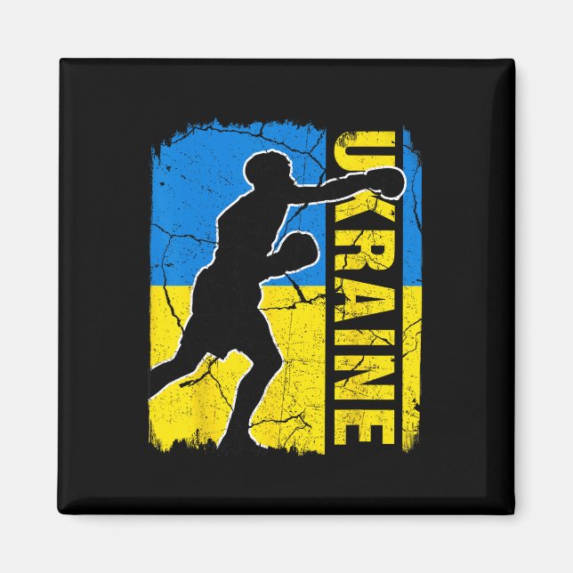 Aimant Équipe de boxe ukrainienne Drapeau ukrainien Gants (Devant)