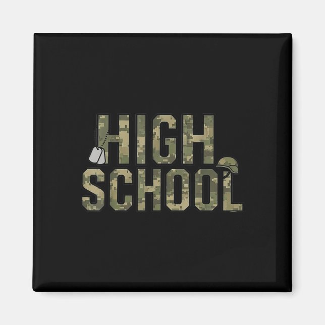 Aimant Équipe de camouflage lycée rentrée scolaire enseig (Devant)