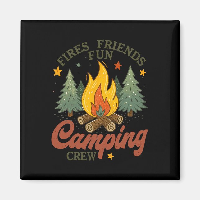 Aimant Équipe de camping amusant avec des amis au feu de  (Devant)