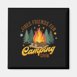 Aimant Équipe de camping amusante des amis du feu Été cam